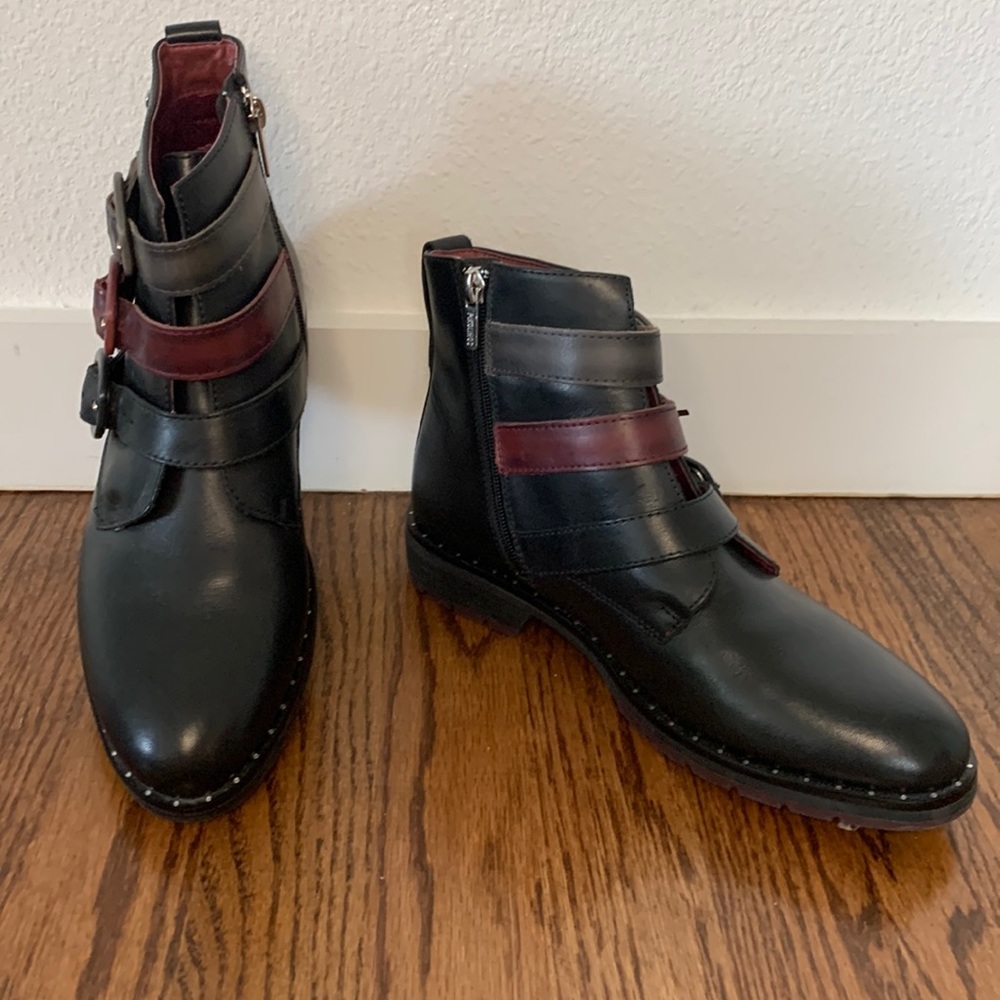 Pikolinos Caravaca Leather Ankle Boot with Buckles, Sz 39
